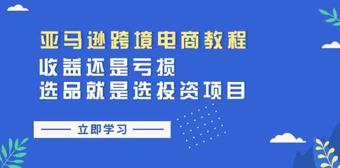 亚马逊跨境电商教程：收益还是亏损！选品就是选投资项目-众合网
