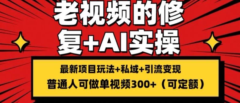 修复老视频的玩法，搬砖+引流的变现(可持久)，单条收益300+【揭秘】-众合网
