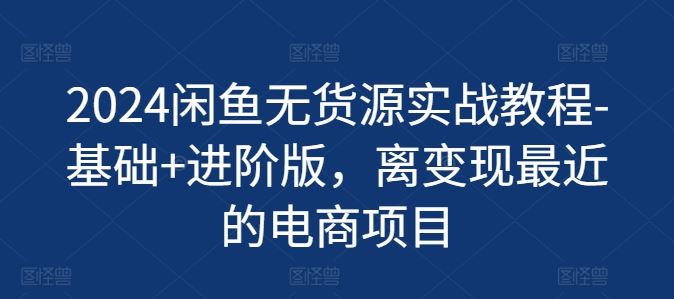 2024闲鱼无货源实战教程-基础+进阶版，离变现最近的电商项目-众合网