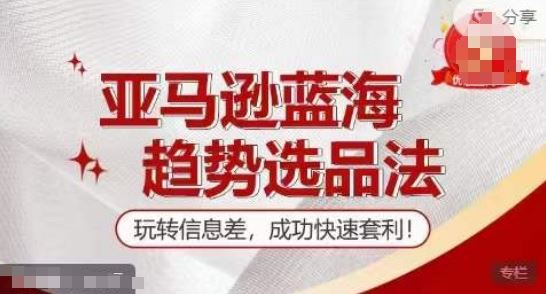 【训练营】亚马逊蓝海趋势选品法，玩转信息差，成功快速套利-众合网