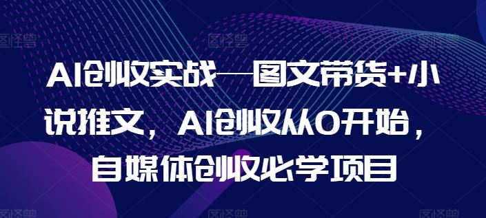 AI创收实战—图文带货+小说推文，AI创收从0开始，自媒体创收必学项目-众合网