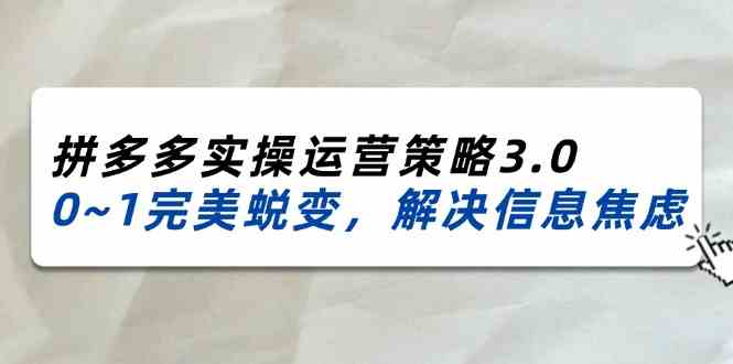 2024-2025拼多多实操运营策略3.0，0~1完美蜕变，解决信息焦虑（38节）-众合网