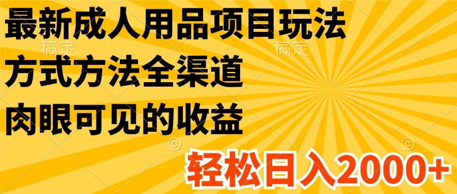 最新成人用品项目玩法，方式方法全渠道，肉眼可见的收益，轻松日入2000+-众合网