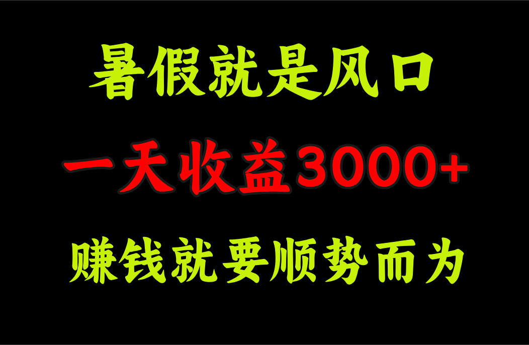（11670期）一天收益3000+ 赚钱就是顺势而为，暑假就是风口-众合网