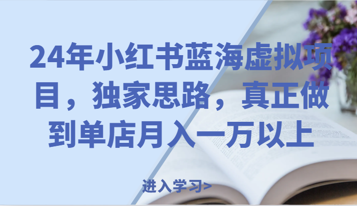 24年小红书蓝海虚拟项目，独家思路，真正做到单店月入一万以上。-众合网