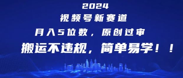 2024视频号新赛道，月入5位数+，原创过审，搬运不违规，简单易学【揭秘】-众合网