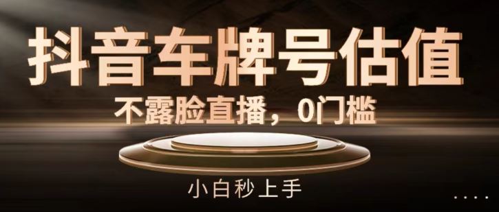 抖音车牌号估值，不露脸直播，0门槛，小白秒上手【揭秘】-众合网