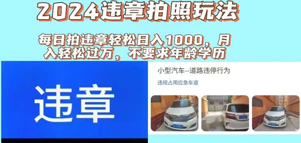 （11743期）2024违章拍照新玩法，推广躺赚+拍照赚钱双模式，日入1000+-众合网