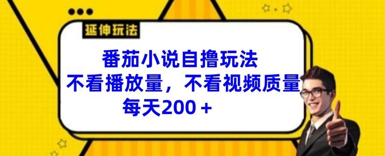 番茄小说自撸玩法，不看播放量，不看视频质量，每天200+【揭秘】-众合网