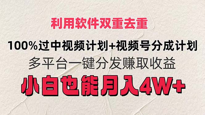 （11862期）利用软件双重去重，100%过中视频+视频号分成计划小白也可以月入4W+-众合网