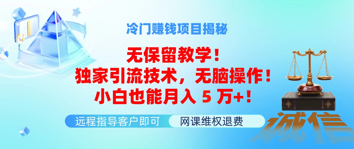 （11864期）冷门赚钱项目无保留教学！独家引流技术，无脑操作！小白也能月入5万+！-众合网