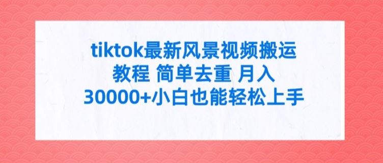 tiktok最新风景视频搬运教程 简单去重 月入3W+小白也能轻松上手【揭秘】-众合网