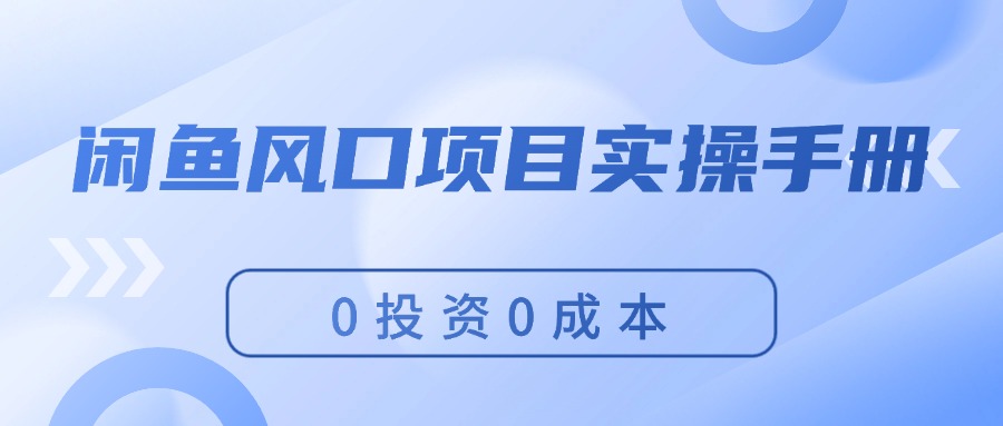 （11923期）闲鱼风口项目实操手册，0投资0成本，让你做到，月入过万，新手可做-众合网