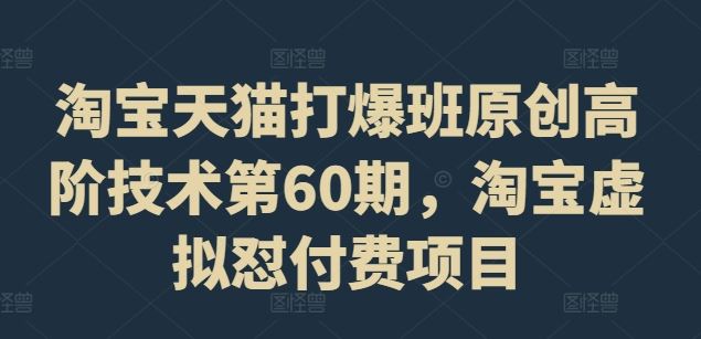淘宝天猫打爆班原创高阶技术第60期，淘宝虚拟怼付费项目-众合网