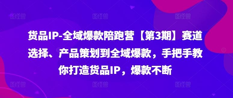 货品IP全域爆款陪跑营【第3期】赛道选择、产品策划到全域爆款，手把手教你打造货品IP，爆款不断-众合网