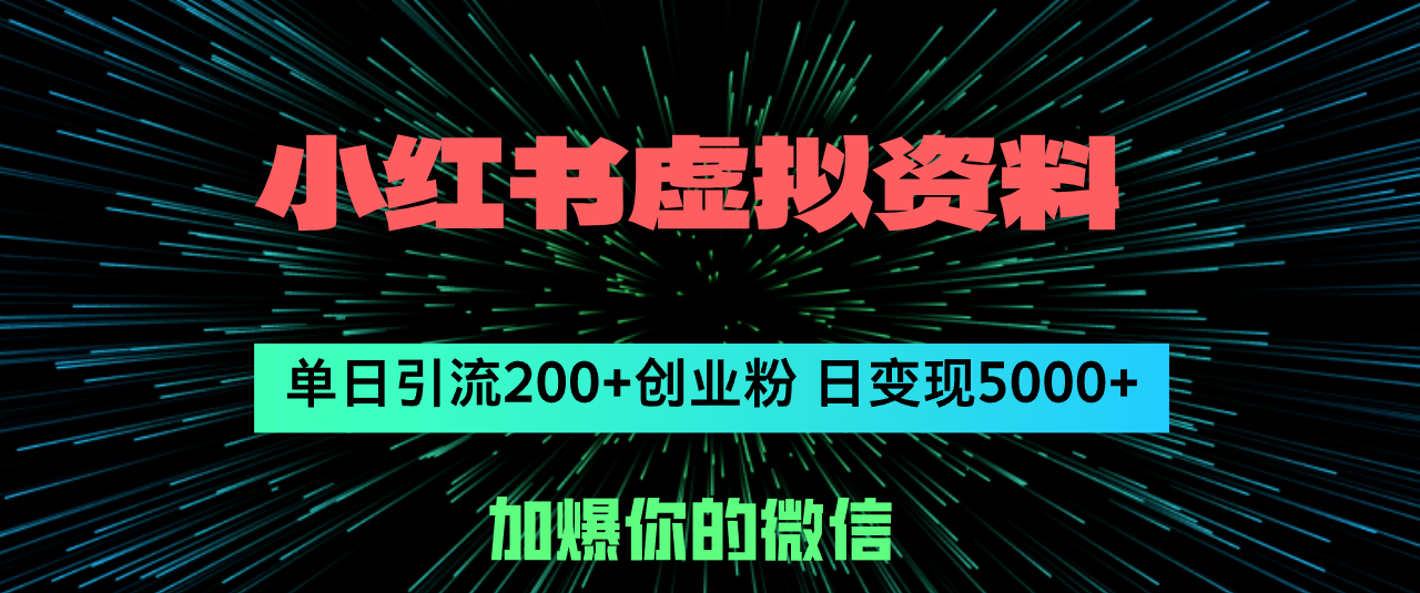 （12164期）小红书虚拟资料日引流200+创业粉，单日变现5000+-众合网
