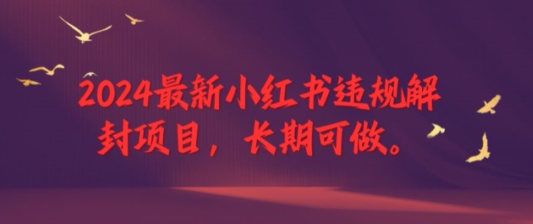 2024最新小红书违规解封项目，长期可做，一个可以做到退休的项目-众合网
