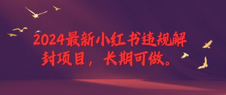 2024最新小红书违规解封项目，长期可做，一个可以做到退休的项目【揭秘】-众合网