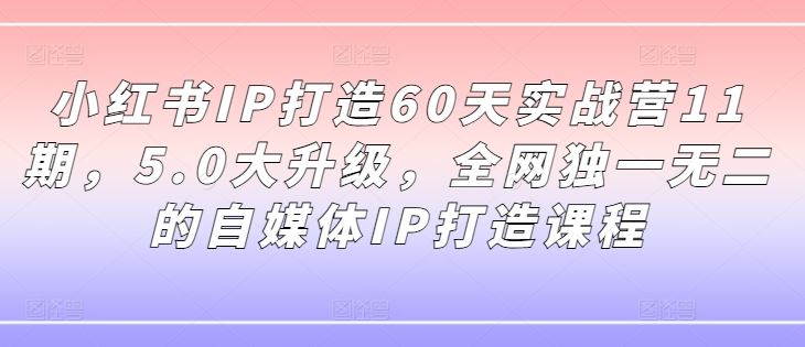 小红书IP打造60天实战营11期，5.0大升级，全网独一无二的自媒体IP打造课程-众合网