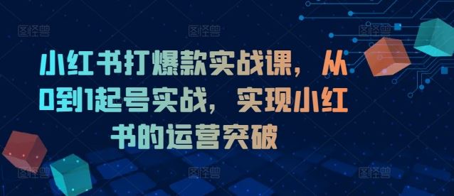 小红书打爆款实战课，从0到1起号实战，实现小红书的运营突破-众合网