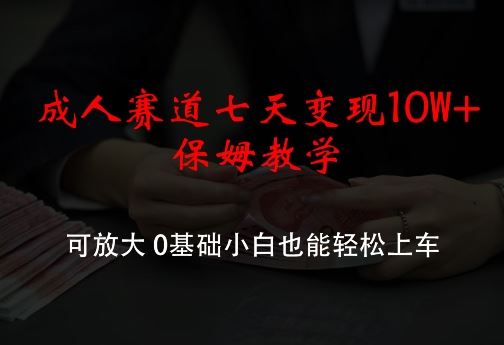 成人赛道七天变现10W+保姆教学，可放大，0基础小白也能轻松上车【揭秘】-众合网