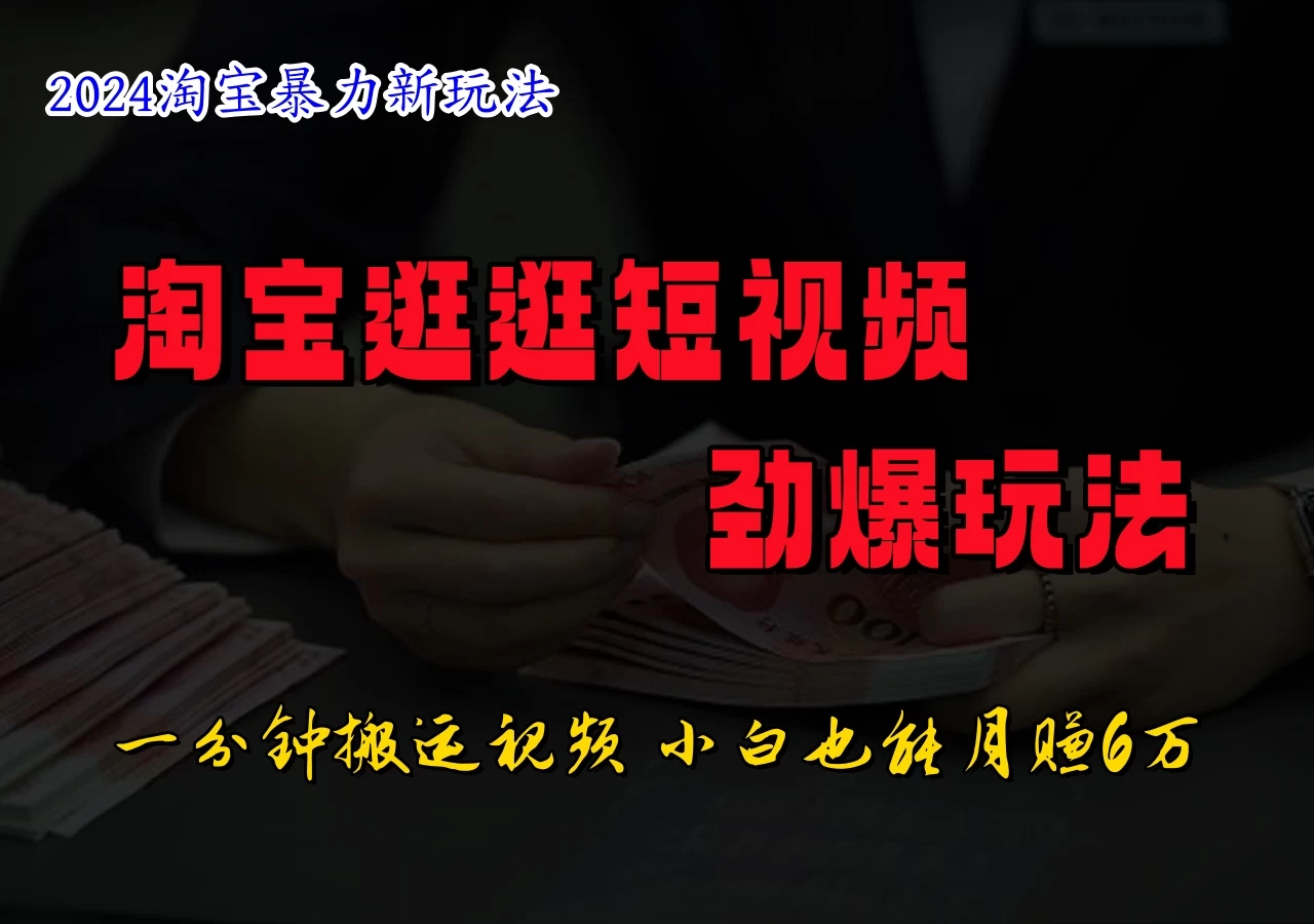 蓝海项目，淘宝逛逛视频分成计划，日入500+，只需一分钟搬运视频-众合网