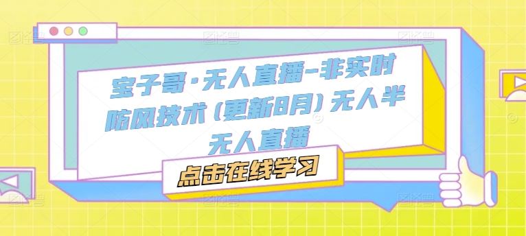 宝子哥·无人直播-非实时防风技术(更新8月)无人半无人直播-众合网