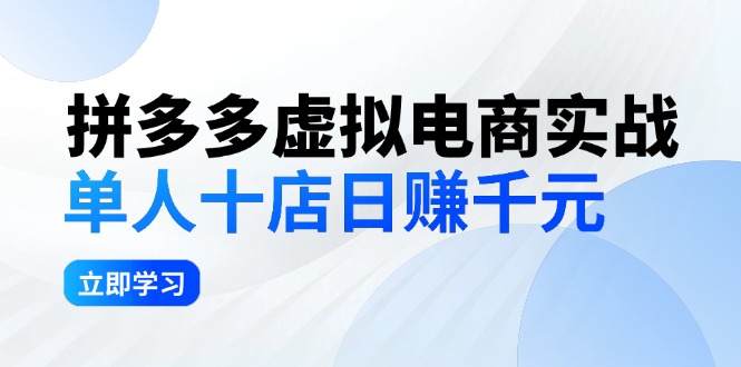 （12326期）拼多多虚拟电商实战：单人10店日赚千元，深耕老项目，稳定盈利不求风口-众合网