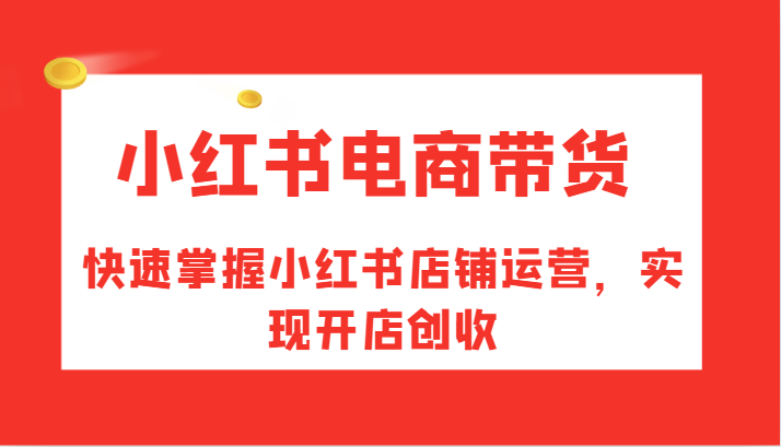 小红书电商带货，快速掌握小红书店铺运营，实现开店创收-众合网