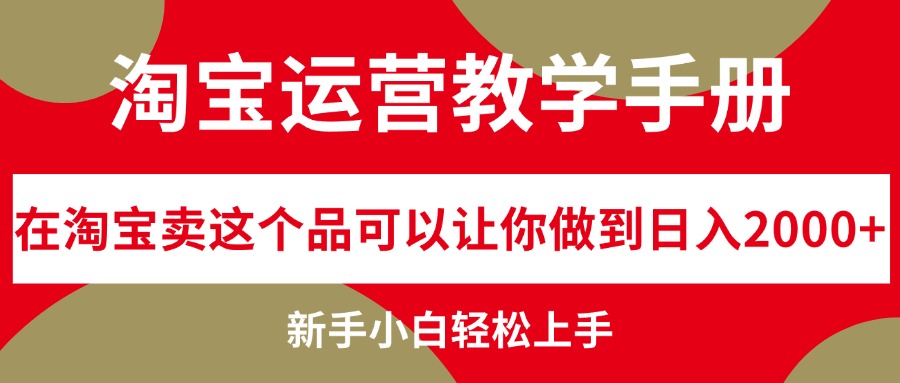 （12351期）淘宝运营教学手册，在淘宝卖这个品可以让你做到日入2000+，新手小白轻…-众合网