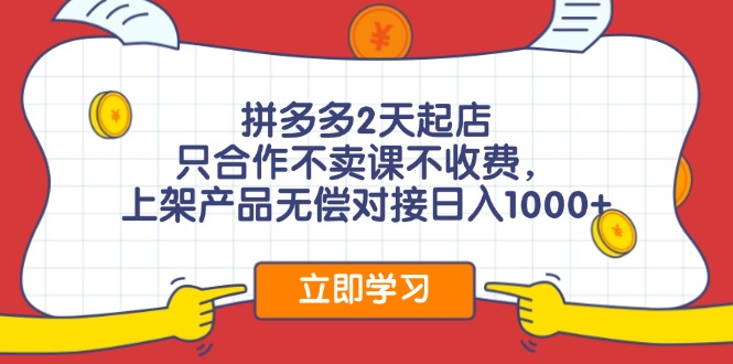 （12356期）拼多多0成本开店，只合作不卖课不收费，0成本尝试，日赚千元+-众合网