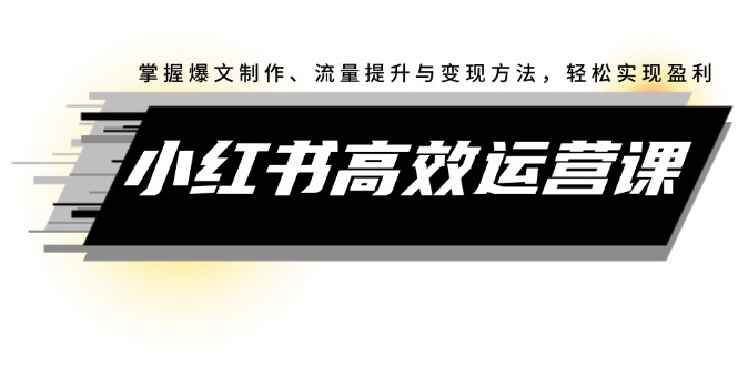 （12369期）小红书高效运营课：掌握爆文制作、流量提升与变现方法，轻松实现盈利-众合网