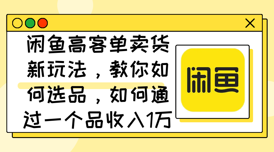 （12387期）闲鱼高客单卖货新玩法，教你如何选品，如何通过一个品收入1万+-众合网