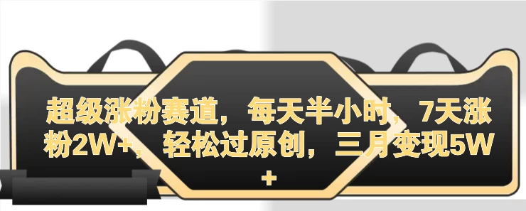 超级涨粉赛道，每天半小时，7天涨粉2W+，轻松过原创，三月变现5W+-众合网