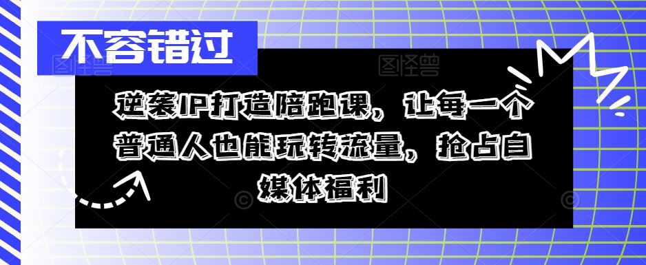 逆袭IP打造陪跑课，让每一个普通人也能玩转流量，抢占自媒体福利-众合网