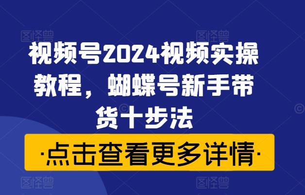 视频号2024视频实操教程，蝴蝶号新手带货十步法-众合网