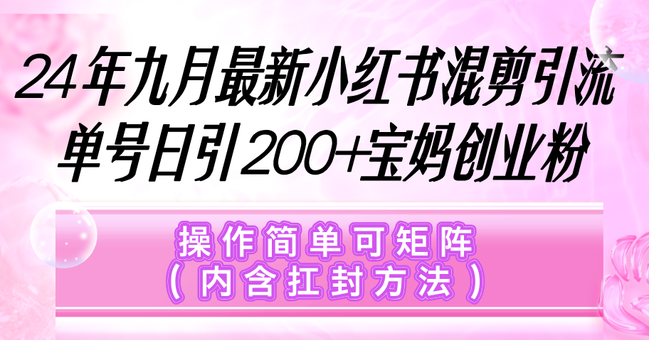 （12530期）小红书混剪引流，单号日引200+宝妈创业粉，操作简单可矩阵（内含扛封…-众合网