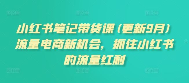 小红书笔记带货课(更新9月)流量电商新机会，抓住小红书的流量红利-众合网