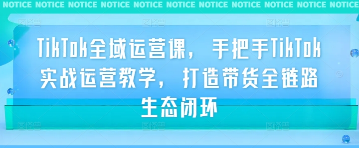 TikTok全域运营课，手把手TikTok实战运营教学，打造带货全链路生态闭环-众合网
