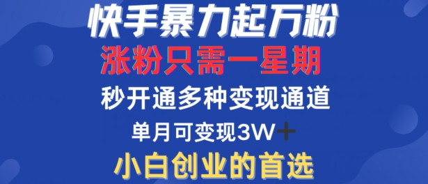 快手暴力起万粉，涨粉只需一星期，多种变现模式，直接秒开万合，单月变现过W【揭秘】-众合网