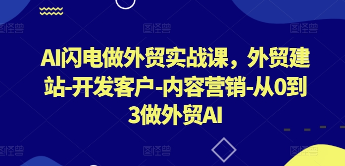 AI闪电做外贸实战课，​外贸建站-开发客户-内容营销-从0到3做外贸AI(更新)-众合网