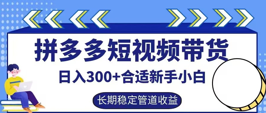 拼多多短视频带货日入300+有长期稳定被动收益，合适新手小白【揭秘】-众合网