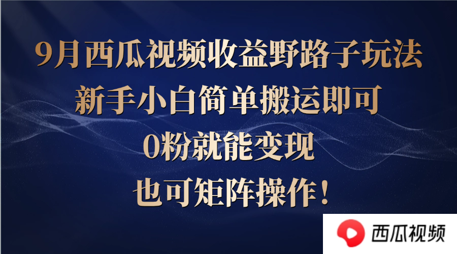 西瓜视频收益野路子玩法，新手小白简单搬运即可，0粉就能变现，也可矩…-众合网