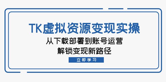 TK虚拟资料变现实操：从下载部署到账号运营，解锁变现新路径-众合网
