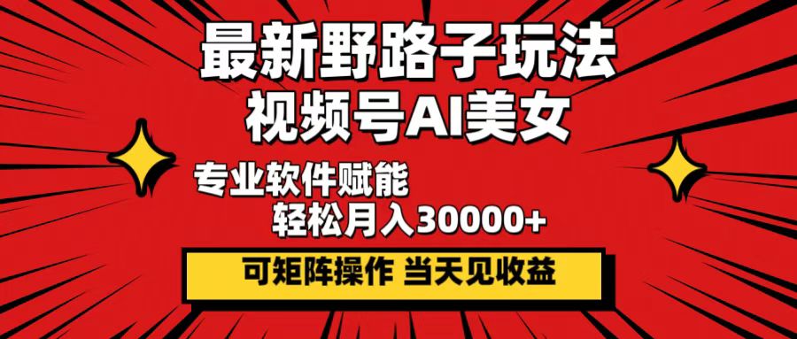 （12798期）最新野路子玩法，视频号AI美女，当天见收益，轻松月入30000＋-众合网