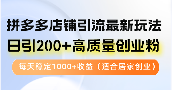 （12893期）拼多多店铺引流最新玩法，日引200+高质量创业粉，每天稳定1000+收益（…-众合网