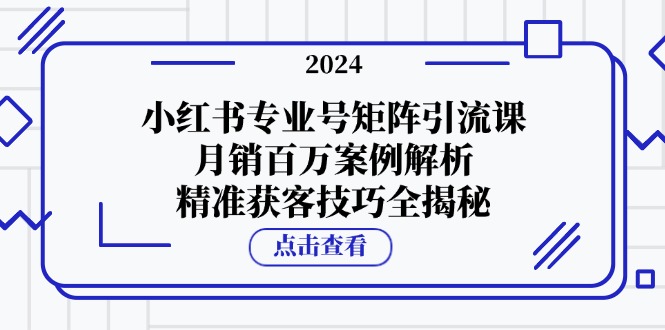 小红书专业号矩阵引流课，月销百万案例解析，精准获客技巧全揭秘-众合网