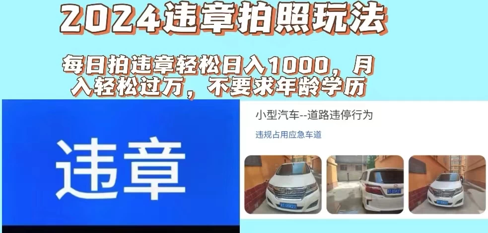 2024违章拍照新玩法，推广躺赚+拍照赚钱双模式，日入1000+-众合网